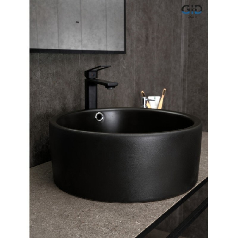 Раковина Gid Esfera N9130bg 53382, 41 см, фаянс, черный графит