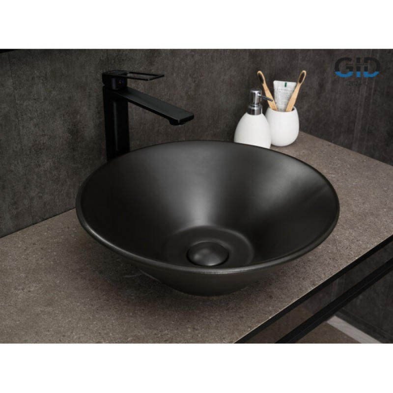 Раковина Gid Esfera N9102bg 53383, 42 см, фаянс, черный графит
