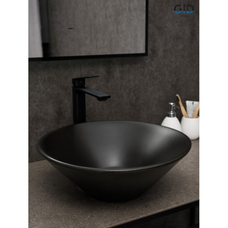 Раковина Gid Esfera N9102bg 53383, 42 см, фаянс, черный графит