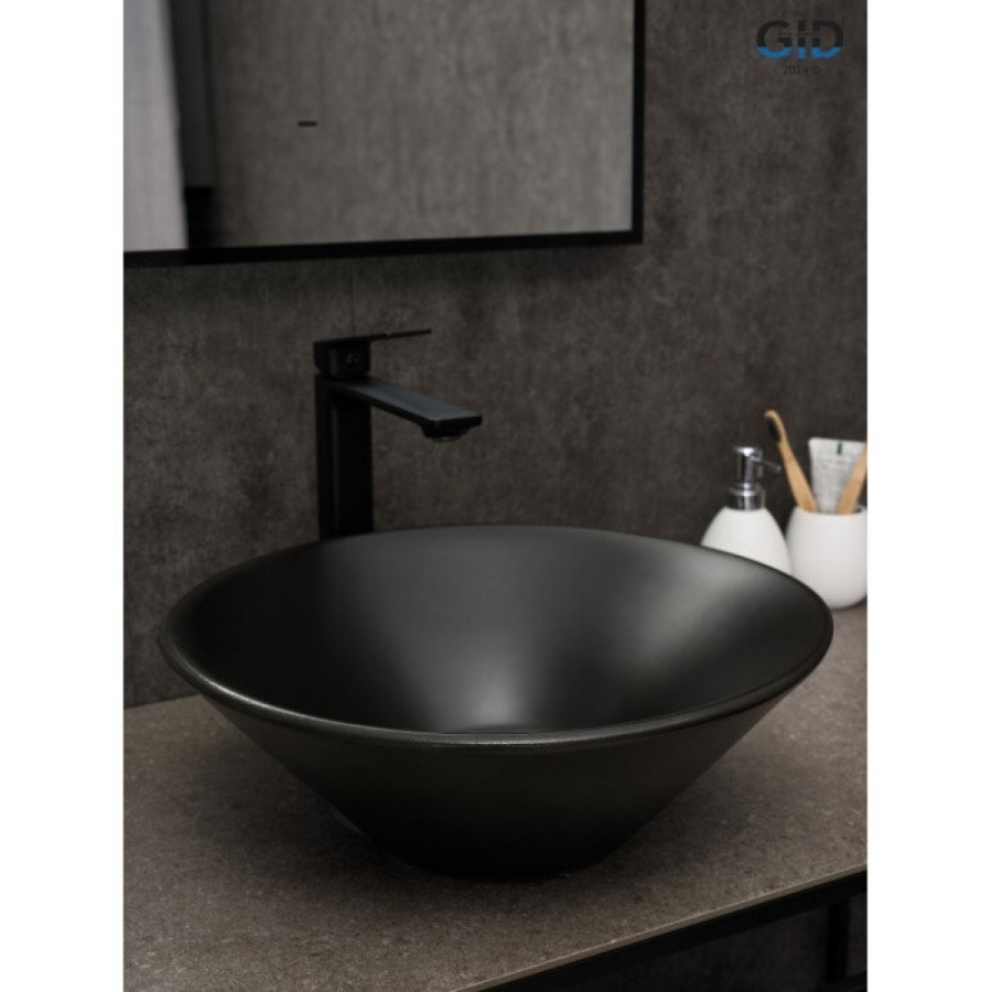 Раковина Gid Esfera N9102bg 53383, 42 см, фаянс, черный графит