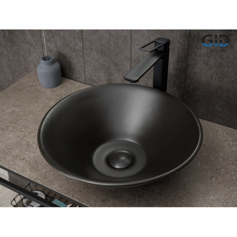Раковина Gid Esfera N9102bg 53383, 42 см, фаянс, черный графит