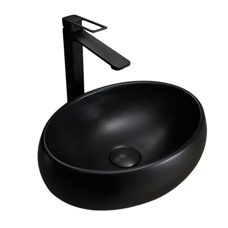 Раковина Gid Lago Bm9030ds 53384, 48 см, фаянс, черная матовая