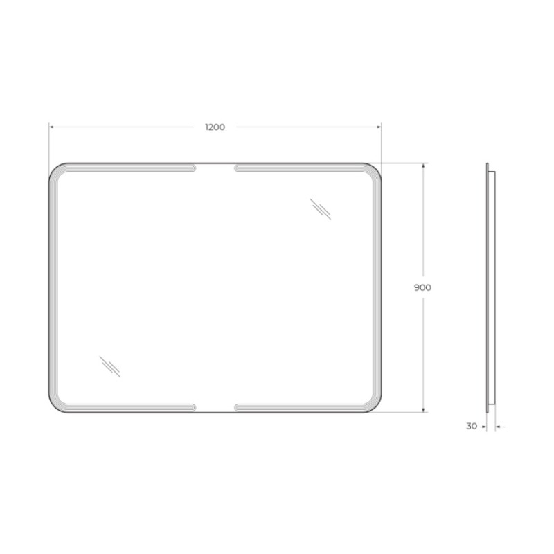 Зеркало Cezares со встроенной LED подсветкой, реверсивное, 120 x 90 см, белое, 54353