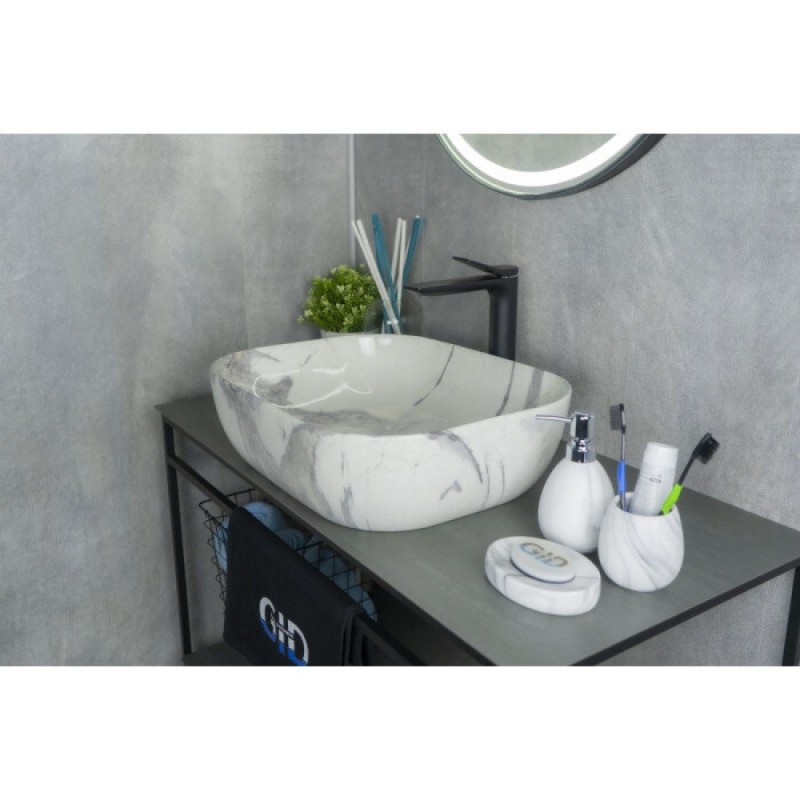 Раковина Gid Geometrico K397G125 54402, 50 см, фаянс, с донным клапаном, под камень глянцевая