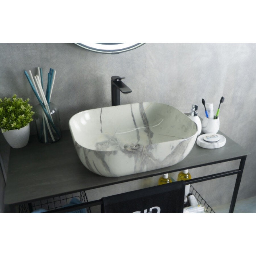 Раковина Gid Geometrico K397G125 54402, 50 см, фаянс, с донным клапаном, под камень глянцевая