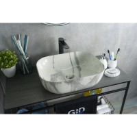 Раковина Gid Geometrico K397G125 54402, 50 см, фаянс, с донным клапаном, под камень глянцевая