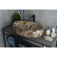Раковина Gid Lago Mnc168 54409, 60 см, фаянс, с донным клапаном, под камень глянцевая