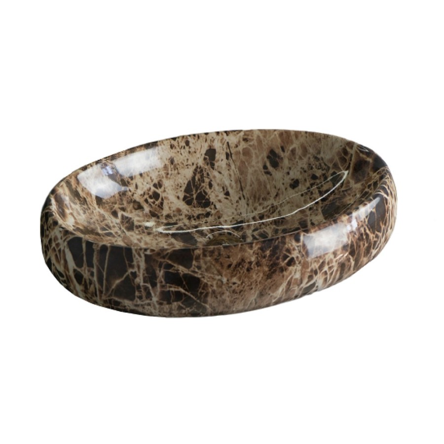 Раковина Gid Lago Mnc168 54409, 60 см, фаянс, с донным клапаном, под камень глянцевая