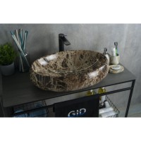Раковина Gid Lago Mnc168 54409, 60 см, фаянс, с донным клапаном, под камень глянцевая