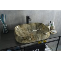 Раковина Gid Geometrico Mnc186 54423, 56 см, фаянс, с донным клапаном, под камень глянцевая