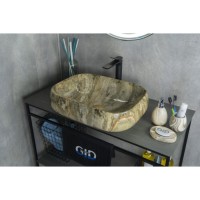 Раковина Gid Geometrico Mnc186 54423, 56 см, фаянс, с донным клапаном, под камень глянцевая