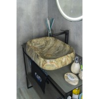 Раковина Gid Geometrico Mnc186 54423, 56 см, фаянс, с донным клапаном, под камень глянцевая