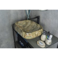 Раковина Gid Geometrico Mnc186 54423, 56 см, фаянс, с донным клапаном, под камень глянцевая