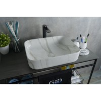Раковина Gid Geometrico Mnc190 54426, 50 см, фаянс, с донным клапаном, под камень глянцевая