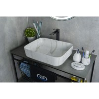 Раковина Gid Geometrico Mnc190 54426, 50 см, фаянс, с донным клапаном, под камень глянцевая