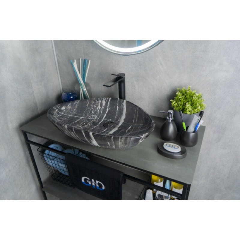 Раковина Gid Creativo Mnc206 54427, 59 см, фаянс, с донным клапаном, под камень глянцевая