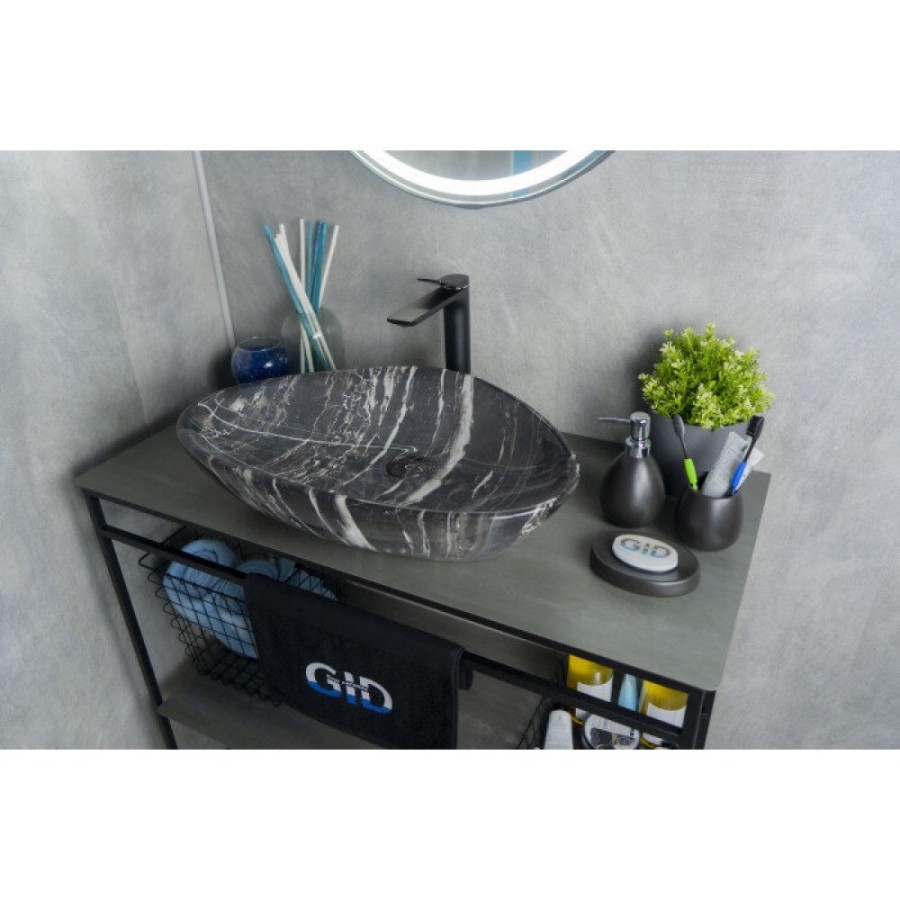 Раковина Gid Creativo Mnc206 54427, 59 см, фаянс, с донным клапаном, под камень глянцевая