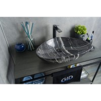 Раковина Gid Creativo Mnc206 54427, 59 см, фаянс, с донным клапаном, под камень глянцевая