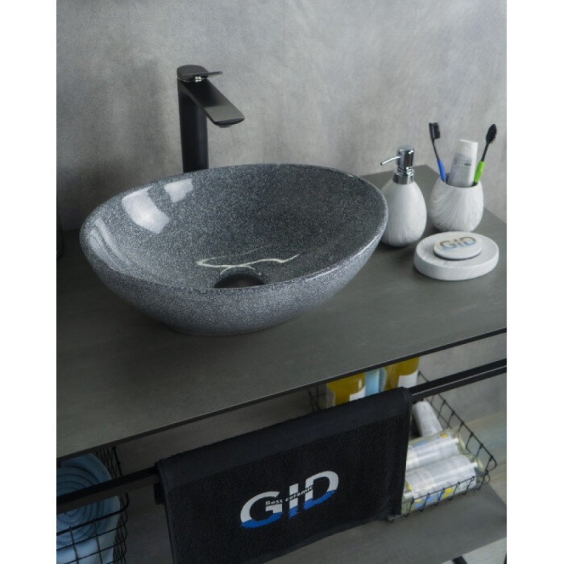 Раковина Gid Lago Mnc331 54430, 41 см, фаянс, с донным клапаном, под камень глянцевая