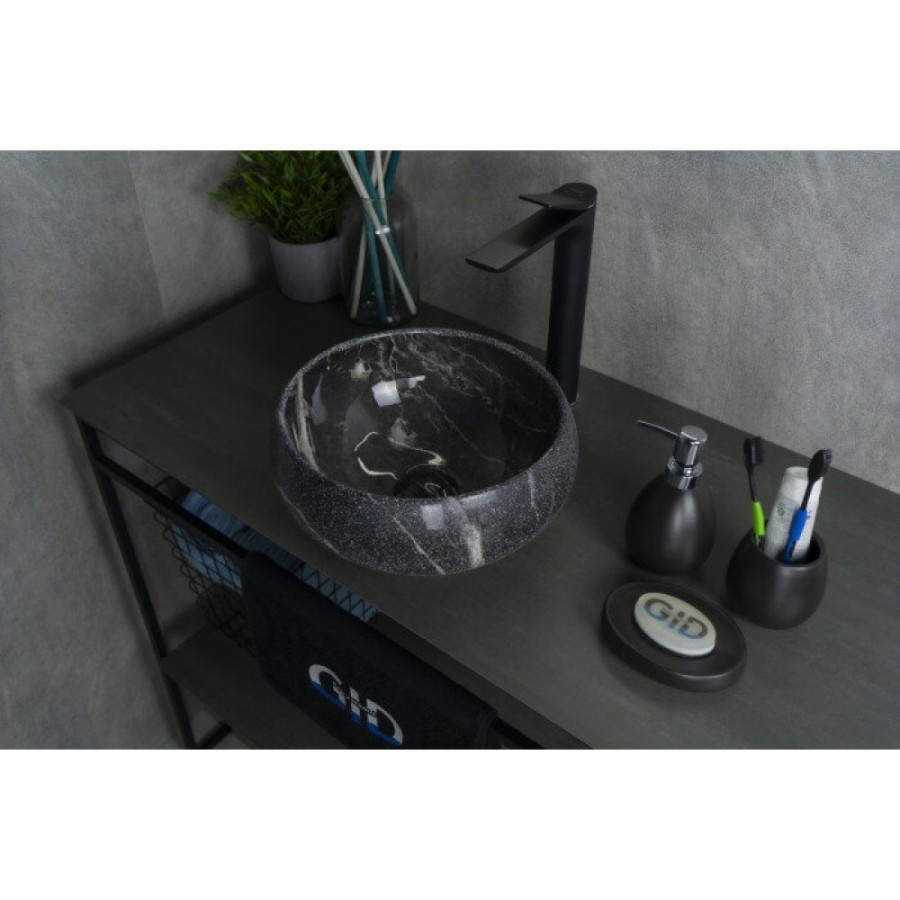Раковина Gid Esfera Mnc480 54432, 32 см, фаянс, с донным клапаном, под камень