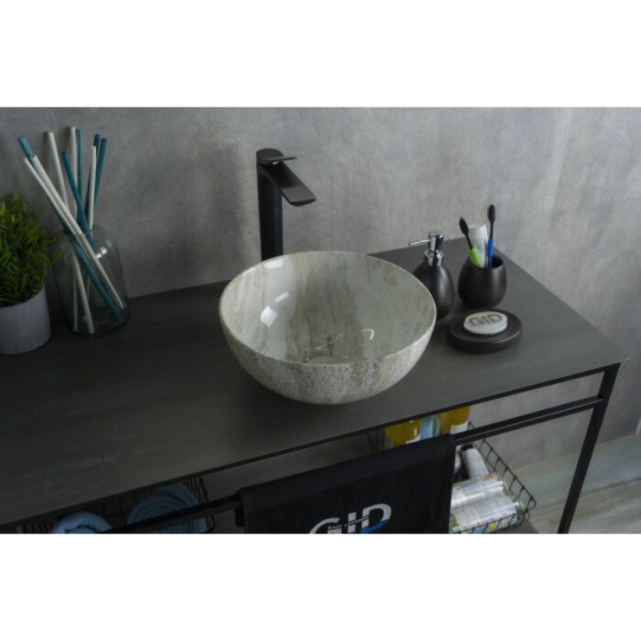 Раковина Gid Esfera Mnc487 54435, 32 см, фаянс, с донным клапаном, под камень
