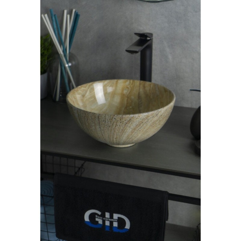 Раковина Gid Esfera Mnc488 54436, 32 см, фаянс, с донным клапаном, под камень