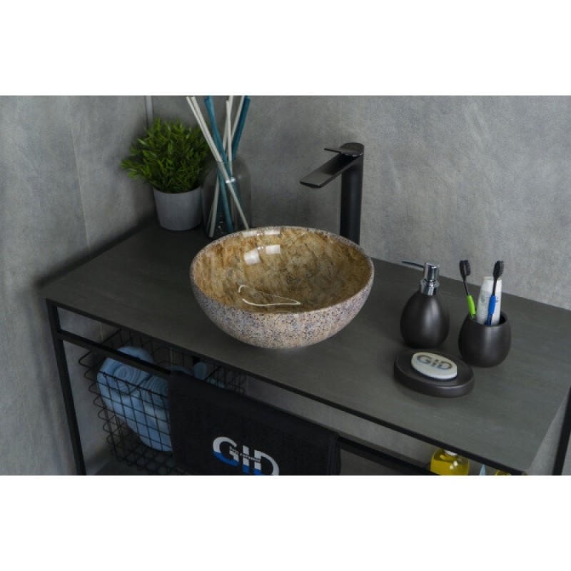 Раковина Gid Esfera Mnc489 54437, 32 см, фаянс, с донным клапаном, под камень