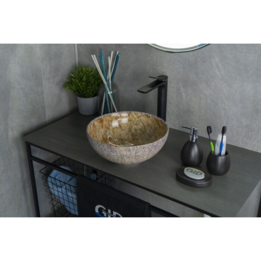 Раковина Gid Esfera Mnc489 54437, 32 см, фаянс, с донным клапаном, под камень