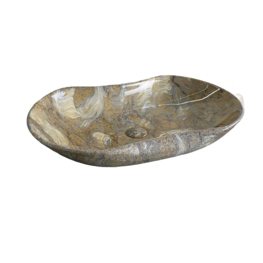 Раковина Gid Lago Mnc503 54440, 66 см, фаянс, с донным клапаном, под камень глянцевая