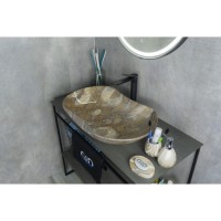 Раковина Gid Lago Mnc503 54440, 66 см, фаянс, с донным клапаном, под камень глянцевая