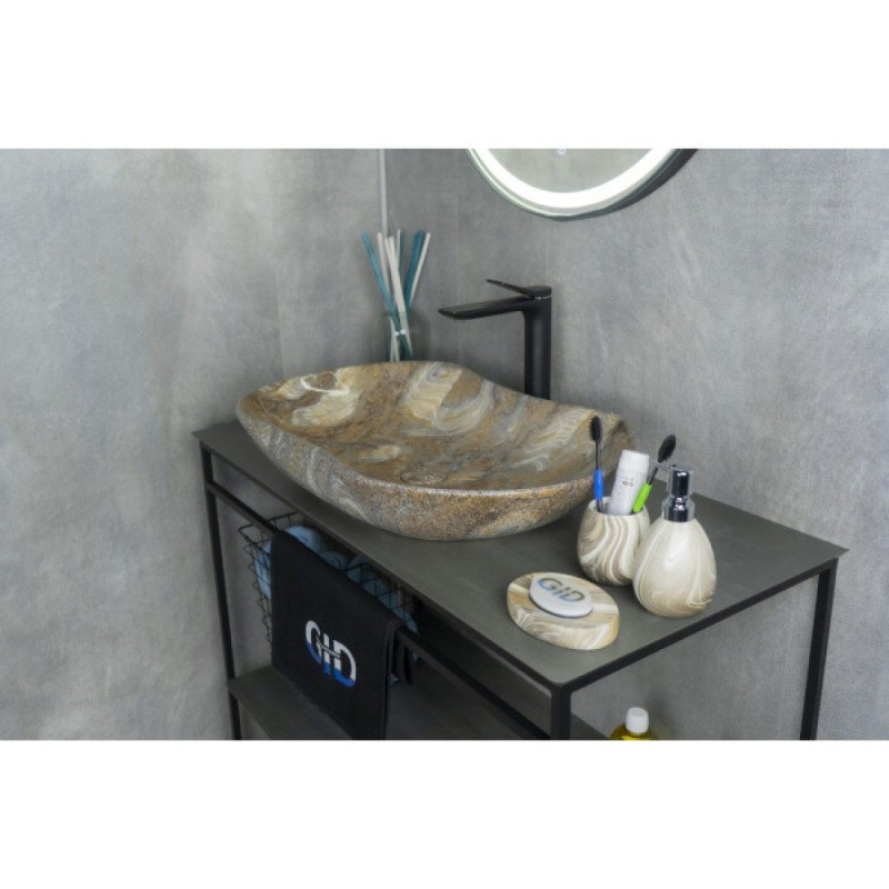 Раковина Gid Lago Mnc503 54440, 66 см, фаянс, с донным клапаном, под камень глянцевая
