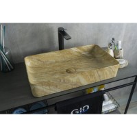 Раковина Gid Geometrico Mnc595 54456, 60 см, фаянс, с донным клапаном, под камень глянцевая