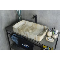 Раковина Gid Geometrico Mnc596 54457, 60 см, фаянс, с донным клапаном, под камень глянцевая