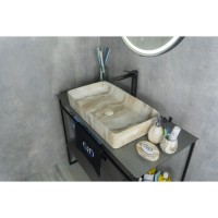 Раковина Gid Geometrico Mnc596 54457, 60 см, фаянс, с донным клапаном, под камень глянцевая