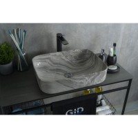 Раковина Gid Geometrico Mnc597 54458, 50 см, фаянс, с донным клапаном, под камень глянцевая
