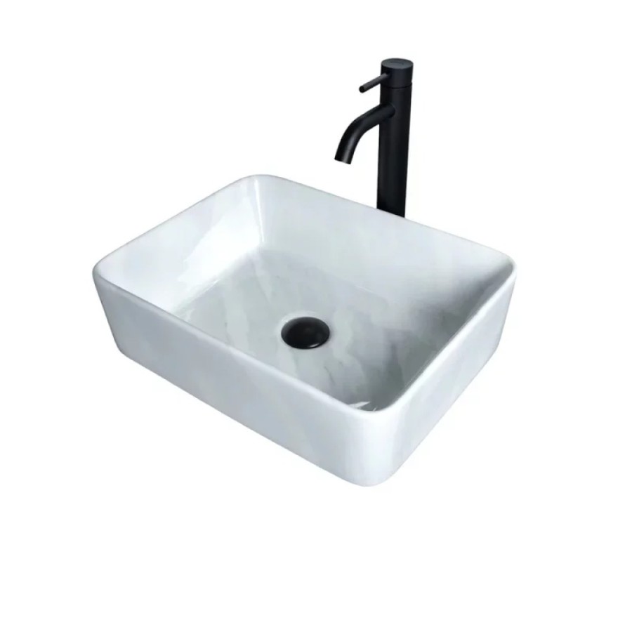 Раковина Gid Geometrico Mnc600 54459, 48 см, фаянс, с донным клапаном, под камень глянцевая