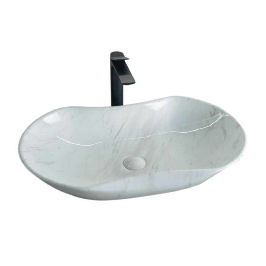 Раковина Gid Lago Mnc503H012 54464, 66 см, фаянс, с донным клапаном, под камень глянцевая