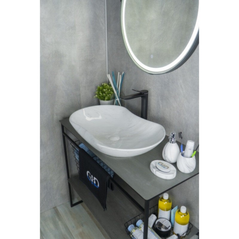 Раковина Gid Lago Mnc503H012 54464, 66 см, фаянс, с донным клапаном, под камень глянцевая