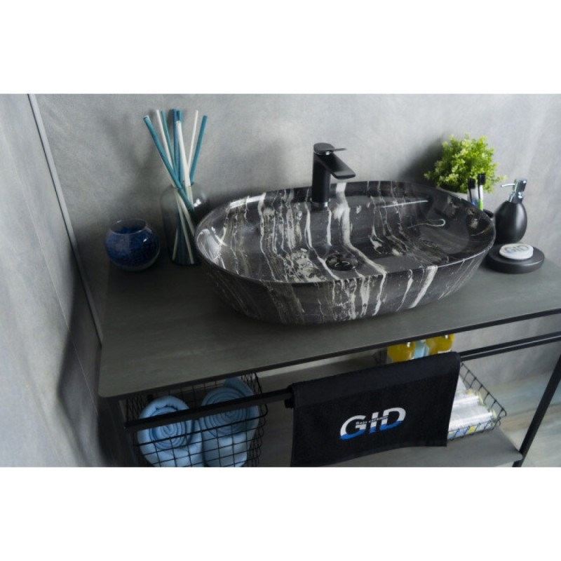 Раковина Gid Lago Bs1346 54466, 61 см, фаянс, под камень глянцевая