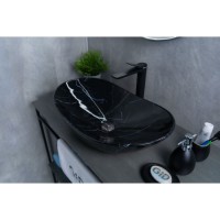 Раковина Gid Lago Bs9811 54467, 61 см, фаянс, с донным клапаном, черная под камень
