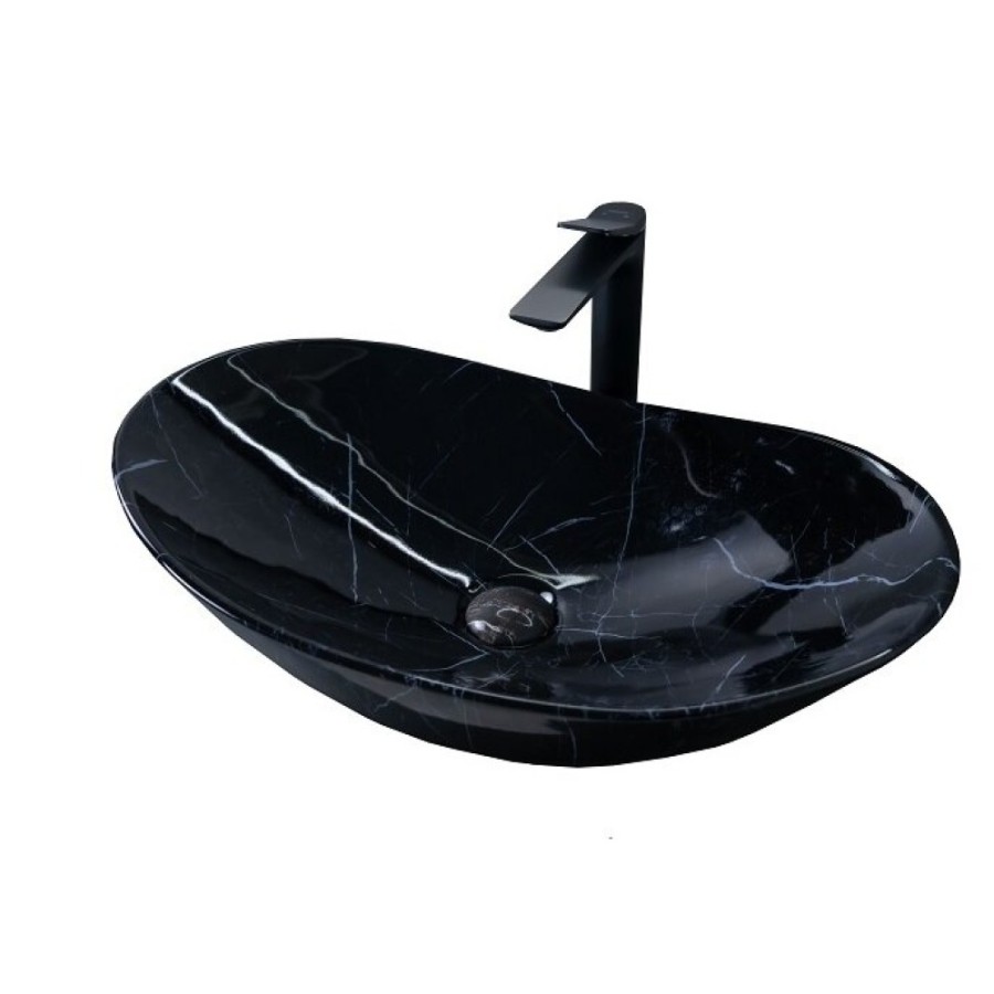 Раковина Gid Lago Bs9811 54467, 61 см, фаянс, с донным клапаном, черная под камень