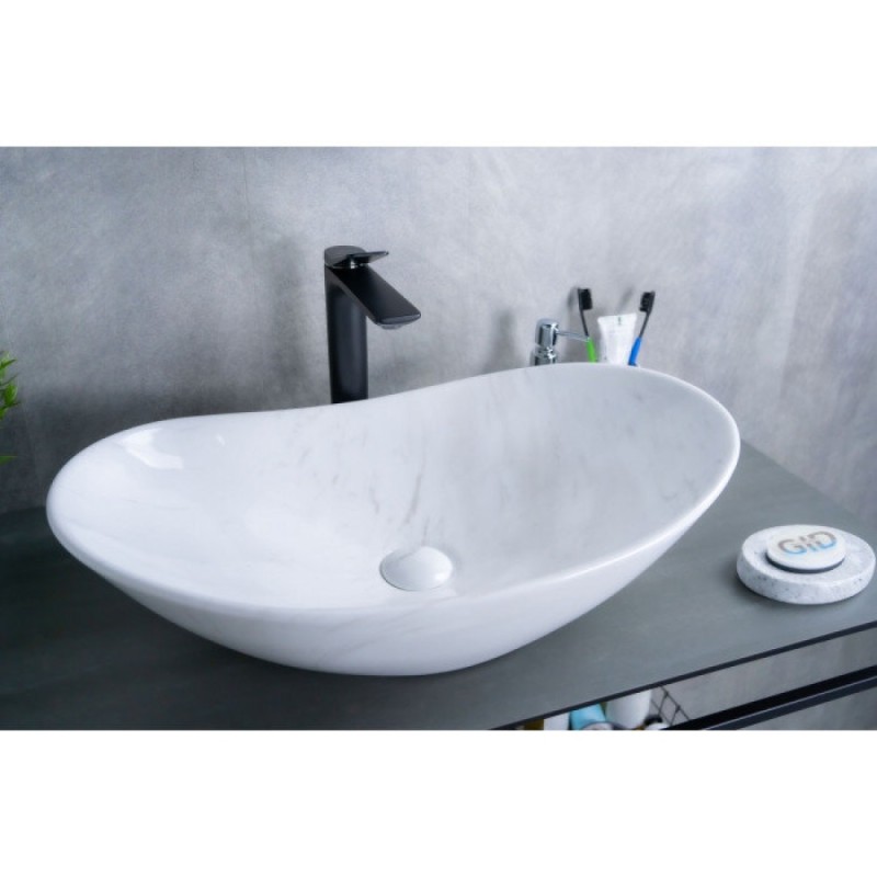 Раковина Gid Lago Ws9811 54468, 61 см, фаянс, белая под камень
