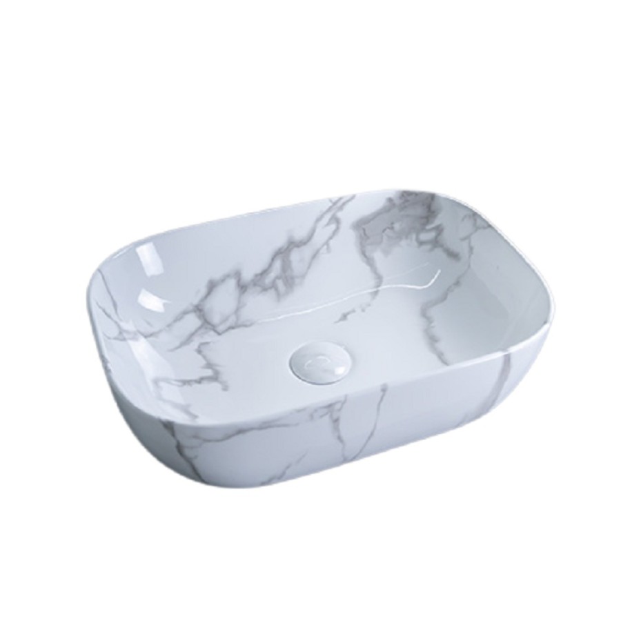 Раковина Gid Geometrico Mnc333C 54469, 46 см, фаянс, с донным клапаном, под камень глянцевая