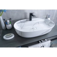 Раковина Gid Lago Mnc346C 54470, 61 см, фаянс, с донным клапаном, под камень глянцевая