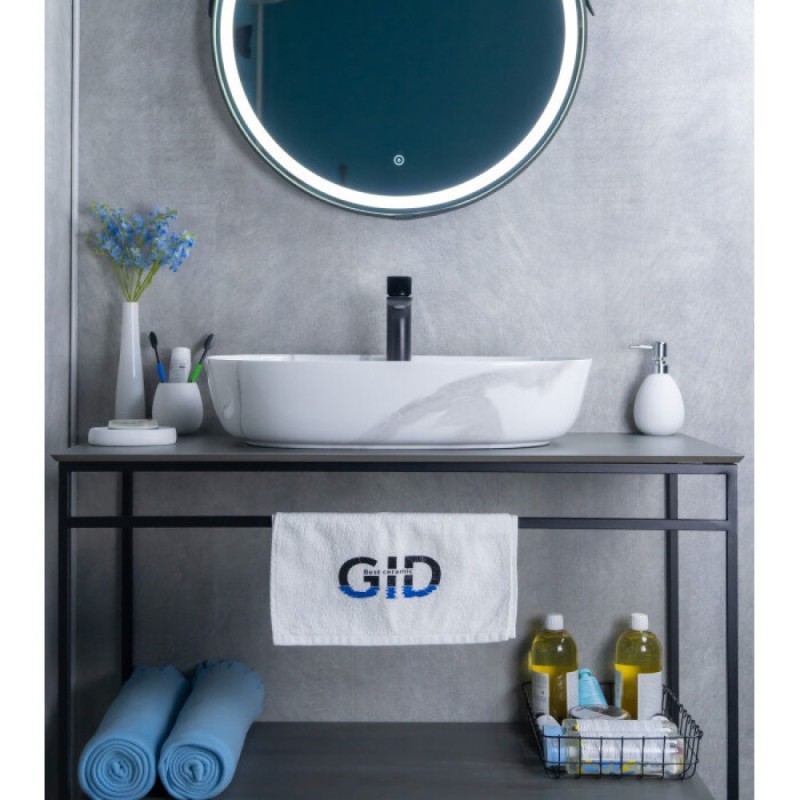 Раковина Gid Lago Mnc346C 54470, 61 см, фаянс, с донным клапаном, под камень глянцевая