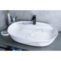 Раковина Gid Lago Mnc346C 54470, 61 см, фаянс, с донным клапаном, под камень глянцевая