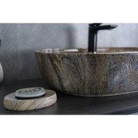 Раковина Gid Lago Mnc346T 54471, 61 см, фаянс, с донным клапаном, под камень глянцевая