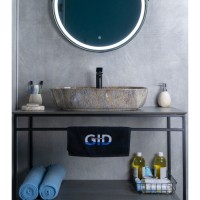 Раковина Gid Lago Mnc346T 54471, 61 см, фаянс, с донным клапаном, под камень глянцевая