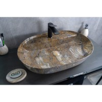 Раковина Gid Lago Mnc346T 54471, 61 см, фаянс, с донным клапаном, под камень глянцевая