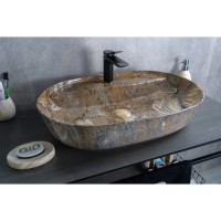 Раковина Gid Lago Mnc346T 54471, 61 см, фаянс, с донным клапаном, под камень глянцевая
